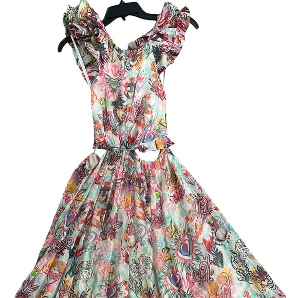 Zimmerman the Lovestruck Ruffle Maxi Dress Flaming Hearts Print size 0 | US 4 - Picture 6 of 16